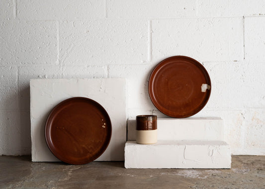 Handmade Ceramic Plating - Rusted Red